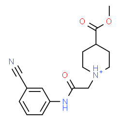 ChemSpider 2D Image | 1-{2-[(3-Cyanophenyl)amino]-2-oxoethyl}-4-(methoxycarbonyl)piperidinium | C16H20N3O3