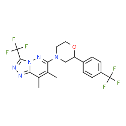 ChemSpider 2D Image | 7,8-Dimethyl-3-(trifluoromethyl)-6-{2-[4-(trifluoromethyl)phenyl]-4-morpholinyl}[1,2,4]triazolo[4,3-b]pyridazine | C19H17F6N5O