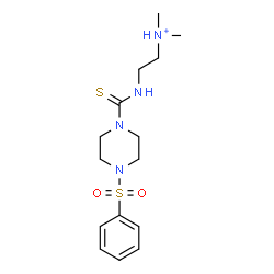 ChemSpider 2D Image | N,N-Dimethyl-2-({[4-(phenylsulfonyl)-1-piperazinyl]carbonothioyl}amino)ethanaminium | C15H25N4O2S2