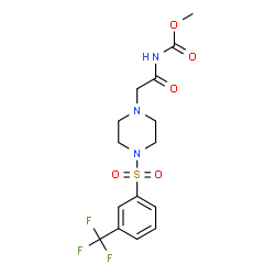 ChemSpider 2D Image | Methyl [(4-{[3-(trifluoromethyl)phenyl]sulfonyl}-1-piperazinyl)acetyl]carbamate | C15H18F3N3O5S