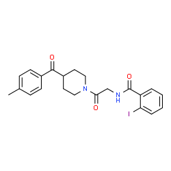 ChemSpider 2D Image | 2-Iodo-N-{2-[4-(4-methylbenzoyl)-1-piperidinyl]-2-oxoethyl}benzamide | C22H23IN2O3