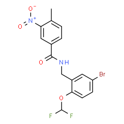 ChemSpider 2D Image | N-[5-Bromo-2-(difluoromethoxy)benzyl]-4-methyl-3-nitrobenzamide | C16H13BrF2N2O4