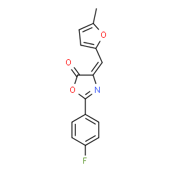 ChemSpider 2D Image | 2-(4-Fluoro-phenyl)-4-(5-methyl-furan-2-ylmethylene)-4H-oxazol-5-one | C15H10FNO3