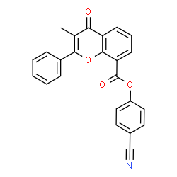 ChemSpider 2D Image | 4-Cyanophenyl 3-methyl-4-oxo-2-phenyl-4H-chromene-8-carboxylate | C24H15NO4