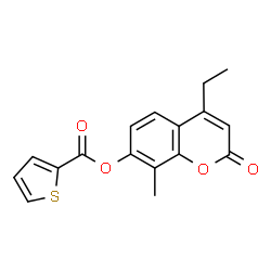 ChemSpider 2D Image | 4-Ethyl-8-methyl-2-oxo-2H-chromen-7-yl 2-thiophenecarboxylate | C17H14O4S