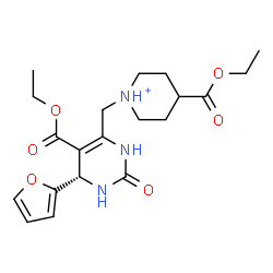 ChemSpider 2D Image | 4-(Ethoxycarbonyl)-1-{[(6S)-5-(ethoxycarbonyl)-6-(2-furyl)-2-oxo-1,2,3,6-tetrahydro-4-pyrimidinyl]methyl}piperidinium | C20H28N3O6