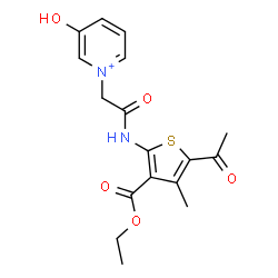 ChemSpider 2D Image | 1-(2-{[5-Acetyl-3-(ethoxycarbonyl)-4-methyl-2-thienyl]amino}-2-oxoethyl)-3-hydroxypyridinium | C17H19N2O5S