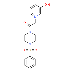 ChemSpider 2D Image | 3-Hydroxy-1-{2-oxo-2-[4-(phenylsulfonyl)-1-piperazinyl]ethyl}pyridinium | C17H20N3O4S