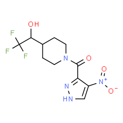 ChemSpider 2D Image | (4-Nitro-1H-pyrazol-3-yl)[4-(2,2,2-trifluoro-1-hydroxyethyl)-1-piperidinyl]methanone | C11H13F3N4O4