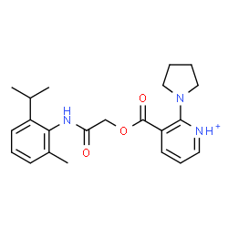 ChemSpider 2D Image | 3-({2-[(2-Isopropyl-6-methylphenyl)amino]-2-oxoethoxy}carbonyl)-2-(1-pyrrolidinyl)pyridinium | C22H28N3O3