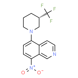 ChemSpider 2D Image | 8-Nitro-5-[(3S)-3-(trifluoromethyl)-1-piperidinyl]isoquinoline | C15H14F3N3O2