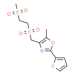 ChemSpider 2D Image | 5-Methyl-4-({[2-(methylsulfonyl)ethyl]sulfonyl}methyl)-2-(2-thienyl)-1,3-oxazole | C12H15NO5S3