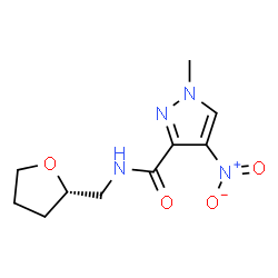 ChemSpider 2D Image | 1-Methyl-4-nitro-N-[(2S)-tetrahydro-2-furanylmethyl]-1H-pyrazole-3-carboxamide | C10H14N4O4