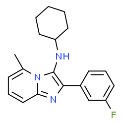 ChemSpider 2D Image | N-Cyclohexyl-2-(3-fluorophenyl)-5-methylimidazo[1,2-a]pyridin-3-amine | C20H22FN3