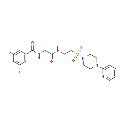 ChemSpider 2D Image | 3,5-Difluoro-N-{2-oxo-2-[(2-{[4-(2-pyridinyl)-1-piperazinyl]sulfonyl}ethyl)amino]ethyl}benzamide | C20H23F2N5O4S