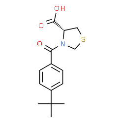 ChemSpider 2D Image | (4R)-3-[4-(2-Methyl-2-propanyl)benzoyl]-1,3-thiazolidine-4-carboxylic acid | C15H19NO3S