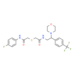 ChemSpider 2D Image | 2-({2-[(4-Fluorophenyl)amino]-2-oxoethyl}sulfanyl)-N-{2-(4-morpholinyl)-2-[4-(trifluoromethyl)phenyl]ethyl}acetamide | C23H25F4N3O3S