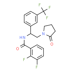 ChemSpider 2D Image | 2,3-Difluoro-N-{2-(2-oxo-1-pyrrolidinyl)-1-[3-(trifluoromethyl)phenyl]ethyl}benzamide | C20H17F5N2O2