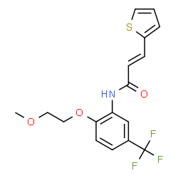 ChemSpider 2D Image | (2E)-N-[2-(2-Methoxyethoxy)-5-(trifluoromethyl)phenyl]-3-(2-thienyl)acrylamide | C17H16F3NO3S
