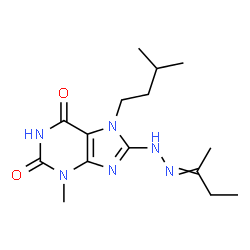 ChemSpider 2D Image | 8-[2-(2-Butanylidene)hydrazino]-3-methyl-7-(3-methylbutyl)-3,7-dihydro-1H-purine-2,6-dione | C15H24N6O2