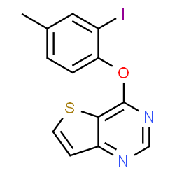ChemSpider 2D Image | 4-(2-Iodo-4-methylphenoxy)thieno[3,2-d]pyrimidine | C13H9IN2OS