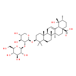 ChemSpider 2D Image | (3beta)-3-{[2-O-(beta-D-Glucopyranosyl)-beta-D-xylopyranosyl]oxy}-19-hydroxyurs-12-en-28-oic acid | C41H66O13