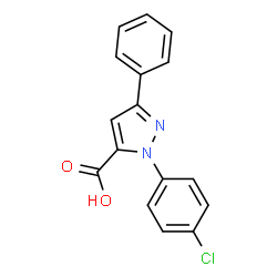 ChemSpider 2D Image | 1-(4-Chlorophenyl)-3-phenyl-1H-pyrazole-5-carboxylic acid | C16H11ClN2O2