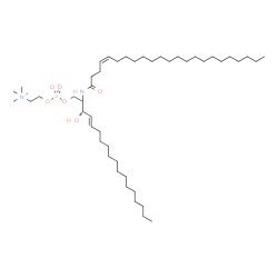 ChemSpider 2D Image | (3S,4E)-3-Hydroxy-2-[(4Z)-4-tricosenoylamino]-4-octadecen-1-yl 2-(trimethylammonio)ethyl phosphate | C46H91N2O6P