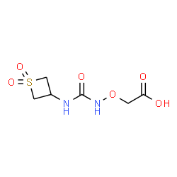ChemSpider 2D Image | ({[(1,1-Dioxido-3-thietanyl)carbamoyl]amino}oxy)acetic acid | C6H10N2O6S