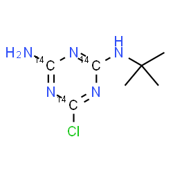 ChemSpider 2D Image | 6-Chloro-N-(2-methyl-2-propanyl)(~14~C_3_)-1,3,5-triazine-2,4-diamine | C414C3H12ClN5