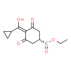 ChemSpider 2D Image | Ethyl 4-[cyclopropyl(hydroxy)methylene]-3,5-dioxocyclohexane(~14~C)carboxylate | C1214CH16O5