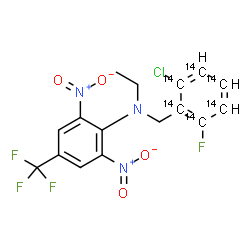 ChemSpider 2D Image | N-{[2-Chloro-6-fluoro(~14~C_6_)phenyl]methyl}-N-ethyl-2,6-dinitro-4-(trifluoromethyl)aniline | C1014C6H12ClF4N3O4