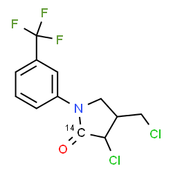 ChemSpider 2D Image | 3-Chloro-4-(chloromethyl)-1-[3-(trifluoromethyl)phenyl]-2-(2-~14~C)pyrrolidinone | C1114CH10Cl2F3NO