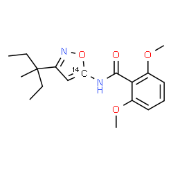 ChemSpider 2D Image | 2,6-Dimethoxy-N-[3-(3-methyl-3-pentanyl)(5-~14~C)-1,2-oxazol-5-yl]benzamide | C1714CH24N2O4