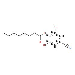 ChemSpider 2D Image | 2,6-Dibromo-4-cyano(~14~C_6_)phenyl octanoate | C914C6H17Br2NO2