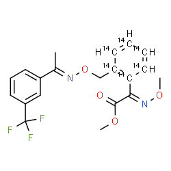 ChemSpider 2D Image | Methyl (2E)-(methoxyimino)[2-({[(E)-{1-[3-(trifluoromethyl)phenyl]ethylidene}amino]oxy}methyl)(~14~C_6_)phenyl]acetate | C1414C6H19F3N2O4