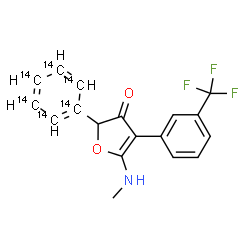 ChemSpider 2D Image | 5-(Methylamino)-2-(~14~C_6_)phenyl-4-[3-(trifluoromethyl)phenyl]-3(2H)-furanone | C1214C6H14F3NO2