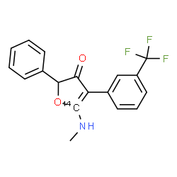 ChemSpider 2D Image | 5-(Methylamino)-2-phenyl-4-[3-(trifluoromethyl)phenyl]-3(2H)-(5-~14~C)furanone | C1714CH14F3NO2