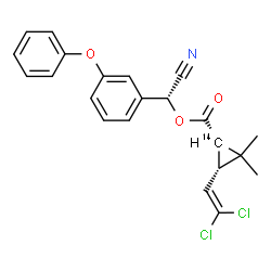 ChemSpider 2D Image | (R)-Cyano(3-phenoxyphenyl)methyl (1S,3S)-3-(2,2-dichlorovinyl)-2,2-dimethyl(1-~14~C)cyclopropanecarboxylate | C2114CH19Cl2NO3