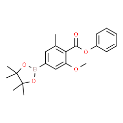 ChemSpider 2D Image | Phenyl 2-methoxy-6-methyl-4-(4,4,5,5-tetramethyl-1,3,2-dioxaborolan-2-yl)benzoate | C21H25BO5