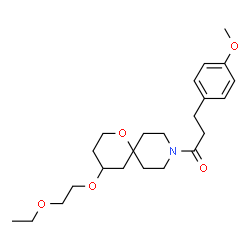 ChemSpider 2D Image | 1-[4-(2-Ethoxyethoxy)-1-oxa-9-azaspiro[5.5]undec-9-yl]-3-(4-methoxyphenyl)-1-propanone | C23H35NO5