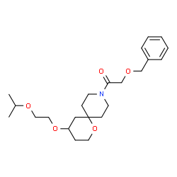 ChemSpider 2D Image | 2-(Benzyloxy)-1-[4-(2-isopropoxyethoxy)-1-oxa-9-azaspiro[5.5]undec-9-yl]ethanone | C23H35NO5