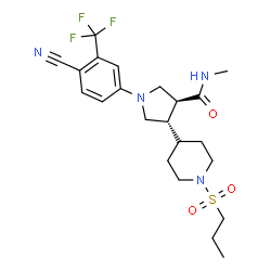 ChemSpider 2D Image | (3S,4S)-1-[4-Cyano-3-(trifluoromethyl)phenyl]-N-methyl-4-[1-(propylsulfonyl)-4-piperidinyl]-3-pyrrolidinecarboxamide | C22H29F3N4O3S