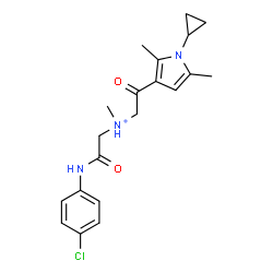 ChemSpider 2D Image | 2-[(4-Chlorophenyl)amino]-N-[2-(1-cyclopropyl-2,5-dimethyl-1H-pyrrol-3-yl)-2-oxoethyl]-N-methyl-2-oxoethanaminium | C20H25ClN3O2