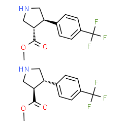 ChemSpider 2D Image | Methyl (3R,4S)-4-[4-(trifluoromethyl)phenyl]-3-pyrrolidinecarboxylate - methyl (3S,4R)-4-[4-(trifluoromethyl)phenyl]-3-pyrrolidinecarboxylate (1:1) | C26H28F6N2O4