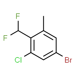 ChemSpider 2D Image | 5-Bromo-1-chloro-2-(difluoromethyl)-3-methylbenzene | C8H6BrClF2