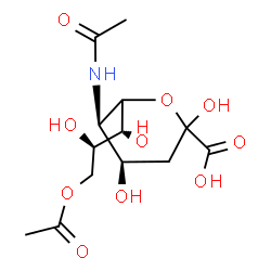 ChemSpider 2D Image | 5-Acetamido-6-[(1R,2R)-3-acetoxy-1,2-dihydroxypropyl]-3,5-dideoxy-L-erythro-hex-2-ulopyranosonic acid | C13H21NO10
