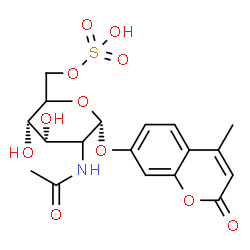 ChemSpider 2D Image | 4-Methyl-2-oxo-2H-chromen-7-yl 2-acetamido-2-deoxy-6-O-sulfo-alpha-D-erythro-hexopyranoside | C18H21NO11S