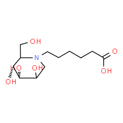 ChemSpider 2D Image | 6-[(3R,4S)-3,4,5-Trihydroxy-2-(hydroxymethyl)-1-piperidinyl]hexanoic acid | C12H23NO6