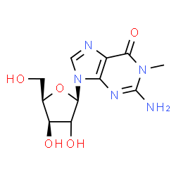 ChemSpider 2D Image | 2-Amino-1-methyl-9-[(2xi)-beta-D-threo-pentofuranosyl]-1,9-dihydro-6H-purin-6-one | C11H15N5O5